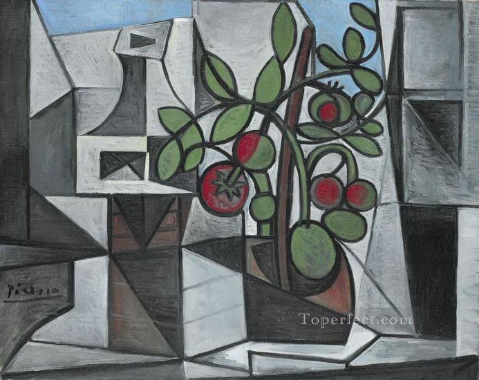 Carafe et plant de tomate 1944 Cubism Oil Paintings